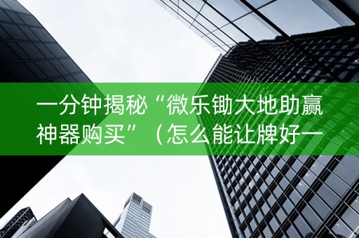 一分钟揭秘“微乐锄大地助赢神器购买”（怎么能让牌好一点)