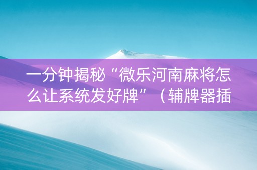 一分钟揭秘“微乐河南麻将怎么让系统发好牌”（辅牌器插件购买)