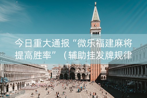 今日重大通报“微乐福建麻将提高胜率”（辅助挂发牌规律)