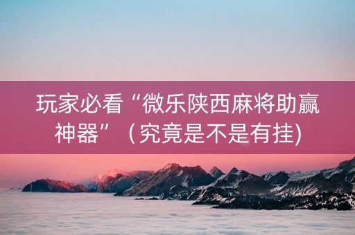 玩家必看“微乐陕西麻将助赢神器”（究竟是不是有挂)