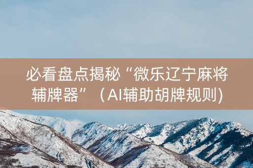 必看盘点揭秘“微乐辽宁麻将辅牌器”（AI辅助胡牌规则)