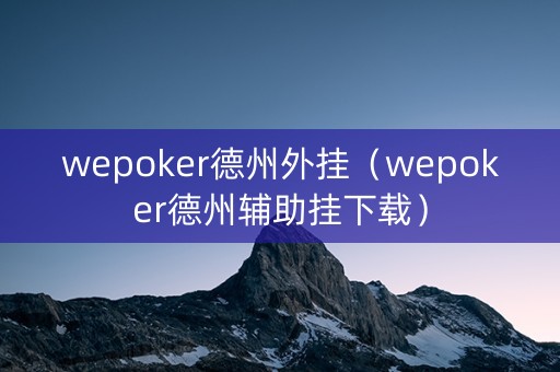 wepoker德州外挂（wepoker德州辅助挂下载）