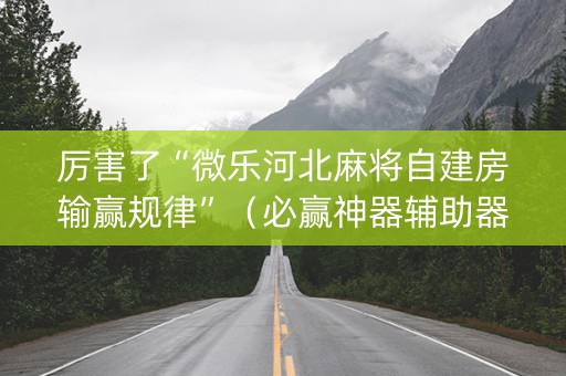 厉害了“微乐河北麻将自建房输赢规律”（必赢神器辅助器)