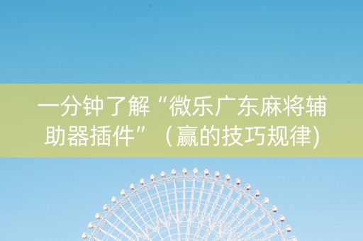 一分钟了解“微乐广东麻将辅助器插件”（赢的技巧规律)