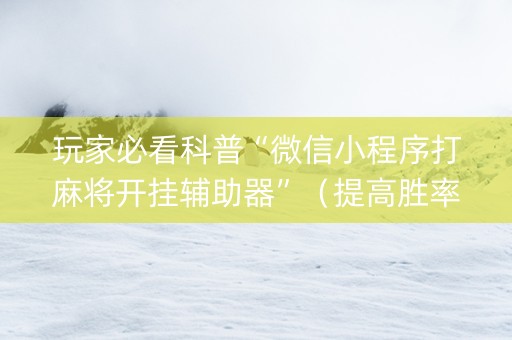 玩家必看科普“微信小程序打麻将开挂辅助器”（提高胜率软件)