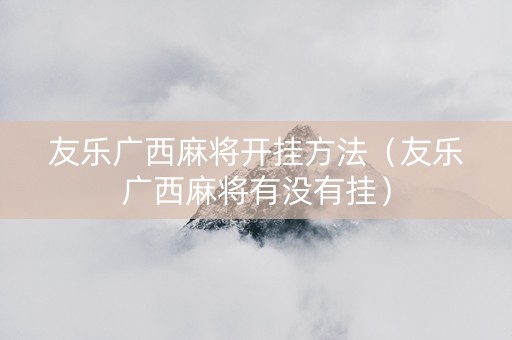 友乐广西麻将开挂方法（友乐广西麻将有没有挂）
