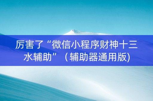 厉害了“微信小程序财神十三水辅助”（辅助器通用版)
