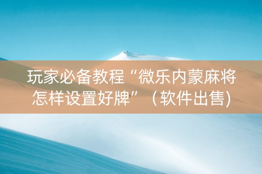 玩家必备教程“微乐内蒙麻将怎样设置好牌”（软件出售)