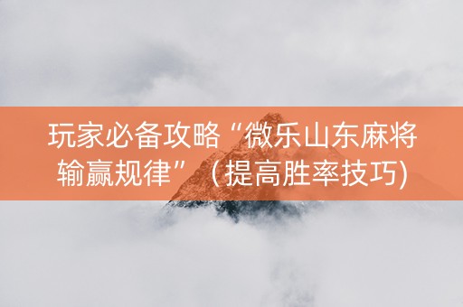 玩家必备攻略“微乐山东麻将输赢规律”（提高胜率技巧)