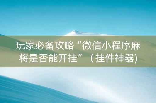 玩家必备攻略“微信小程序麻将是否能开挂”（挂件神器)