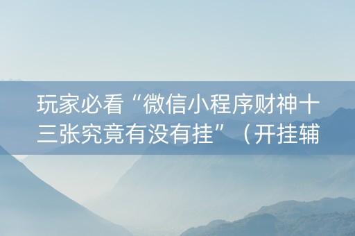 玩家必看“微信小程序财神十三张究竟有没有挂”（开挂辅助脚本)