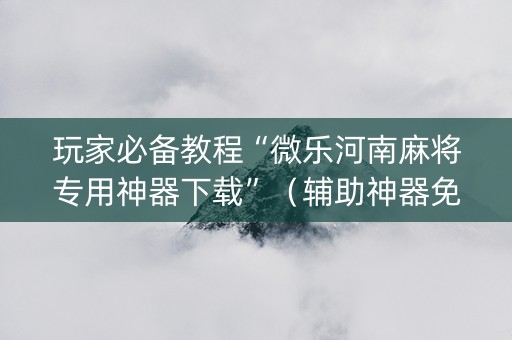 玩家必备教程“微乐河南麻将专用神器下载”（辅助神器免费)