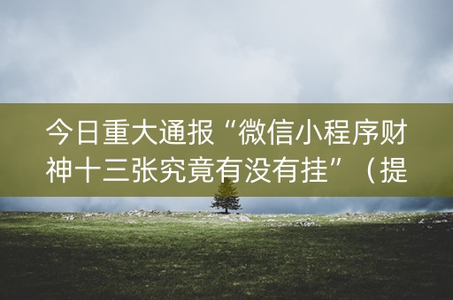 今日重大通报“微信小程序财神十三张究竟有没有挂”（提高胜率软件)