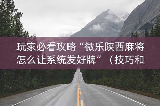 玩家必看攻略“微乐陕西麻将怎么让系统发好牌”（技巧和打好牌方法)
