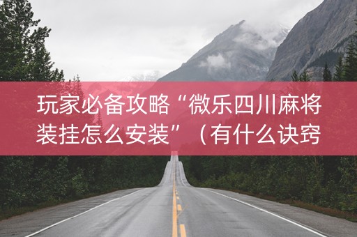 玩家必备攻略“微乐四川麻将装挂怎么安装”（有什么诀窍)