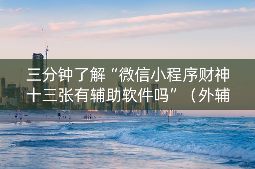 三分钟了解“微信小程序财神十三张有辅助软件吗”（外辅工具)