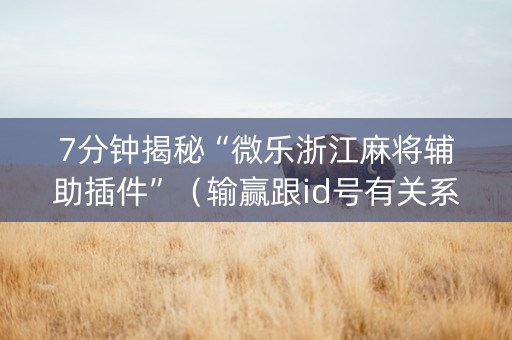 7分钟揭秘“微乐浙江麻将辅助插件”（输赢跟id号有关系吗)