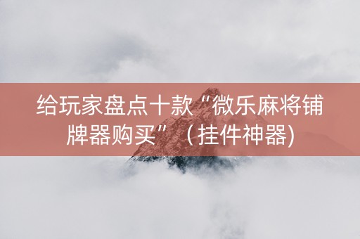 给玩家盘点十款“微乐麻将铺牌器购买”（挂件神器)