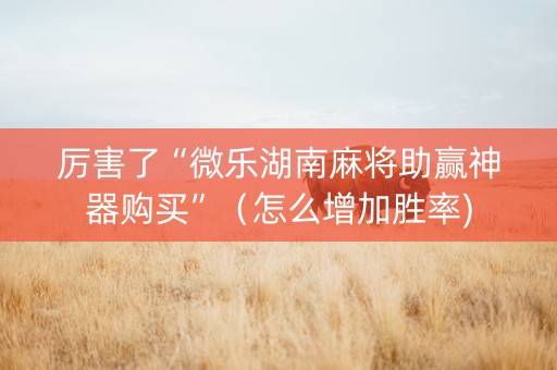 厉害了“微乐湖南麻将助赢神器购买”（怎么增加胜率)