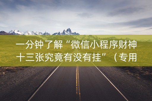 一分钟了解“微信小程序财神十三张究竟有没有挂”（专用神器下载)
