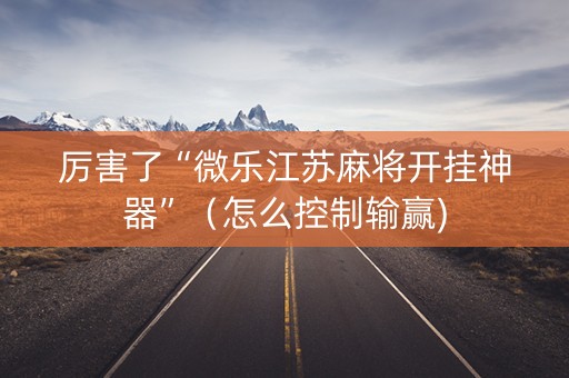 厉害了“微乐江苏麻将开挂神器”（怎么控制输赢)