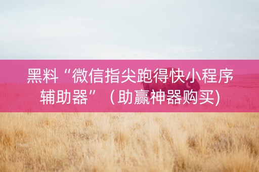 黑料“微信指尖跑得快小程序辅助器”（助赢神器购买)