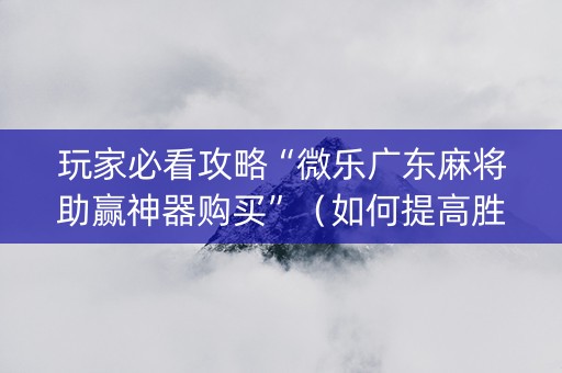 玩家必看攻略“微乐广东麻将助赢神器购买”（如何提高胜率)