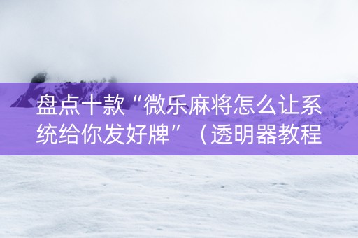 盘点十款“微乐麻将怎么让系统给你发好牌”（透明器教程)