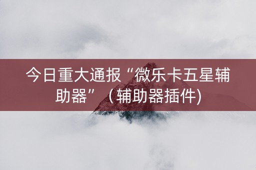今日重大通报“微乐卡五星辅助器”（辅助器插件)
