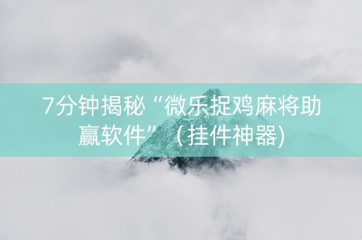 7分钟揭秘“微乐捉鸡麻将助赢软件”（挂件神器)