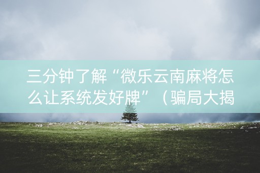 三分钟了解“微乐云南麻将怎么让系统发好牌”（骗局大揭秘)