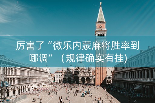 厉害了“微乐内蒙麻将胜率到哪调”（规律确实有挂)