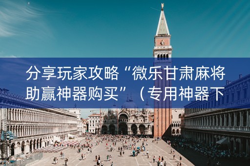 分享玩家攻略“微乐甘肃麻将助赢神器购买”（专用神器下载)