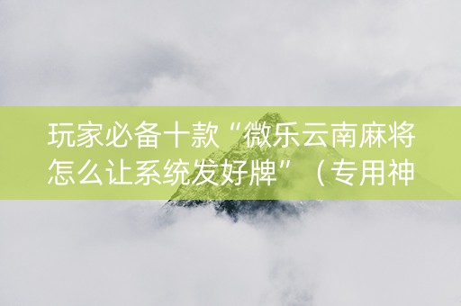 玩家必备十款“微乐云南麻将怎么让系统发好牌”（专用神器)