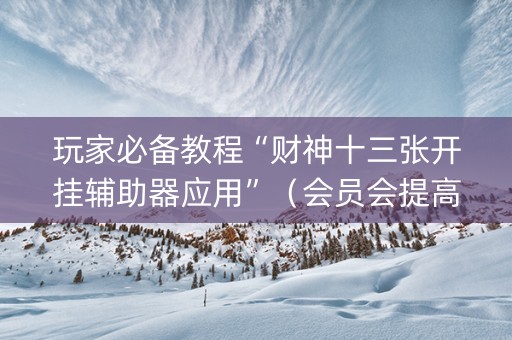 玩家必备教程“财神十三张开挂辅助器应用”（会员会提高胜率吗)
