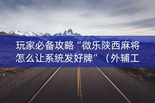 玩家必备攻略“微乐陕西麻将怎么让系统发好牌”（外辅工具)