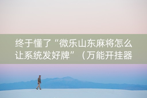 终于懂了“微乐山东麻将怎么让系统发好牌”（万能开挂器)
