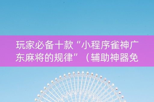 玩家必备十款“小程序雀神广东麻将的规律”（辅助神器免费)