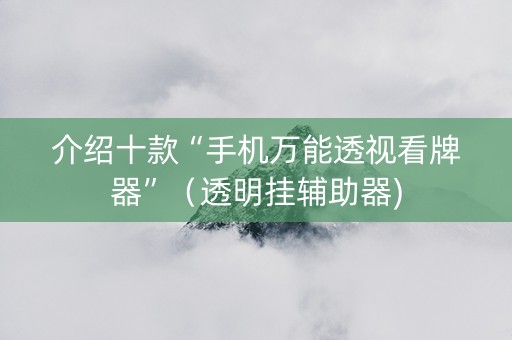 介绍十款“手机万能透视看牌器”（透明挂辅助器)