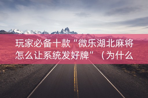 玩家必备十款“微乐湖北麻将怎么让系统发好牌”（为什么有人一直赢)