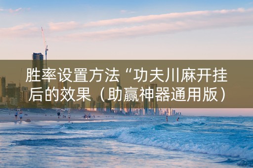 胜率设置方法“功夫川麻开挂后的效果（助赢神器通用版）