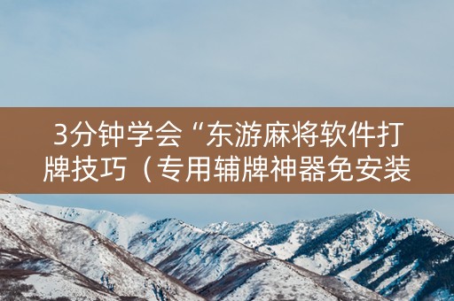 3分钟学会“东游麻将软件打牌技巧（专用辅牌神器免安装）