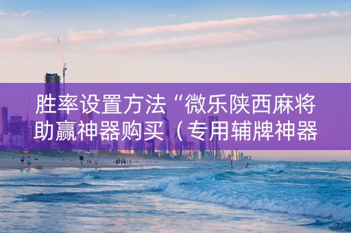 胜率设置方法“微乐陕西麻将助赢神器购买（专用辅牌神器免安装）