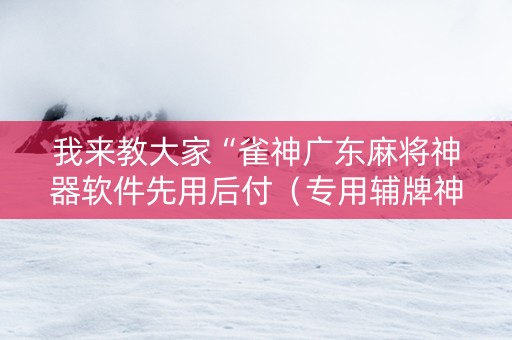 我来教大家“雀神广东麻将神器软件先用后付（专用辅牌神器免安装）