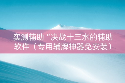 实测辅助“决战十三水的辅助软件（专用辅牌神器免安装）