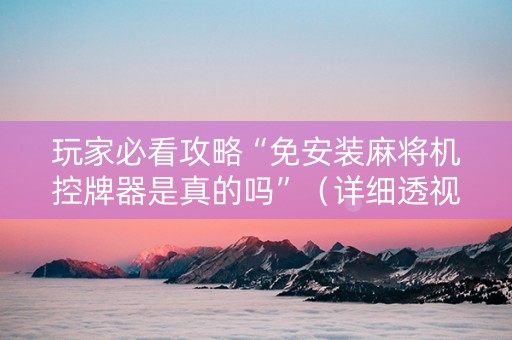 玩家必看攻略“免安装麻将机控牌器是真的吗”（详细透视教程）-哔哩哔哩