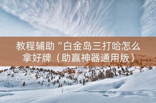 教程辅助“白金岛三打哈怎么拿好牌（助赢神器通用版）