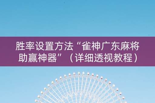 胜率设置方法“雀神广东麻将助赢神器”（详细透视教程）-哔哩哔哩