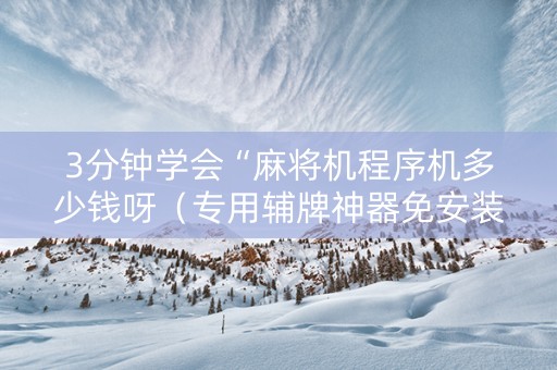3分钟学会“麻将机程序机多少钱呀（专用辅牌神器免安装）