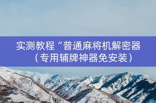 实测教程“普通麻将机解密器（专用辅牌神器免安装）